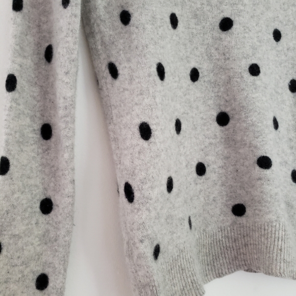 Cynthia Rowley Grey Black Polka Cashmere Sweater - Picture 9 of 9